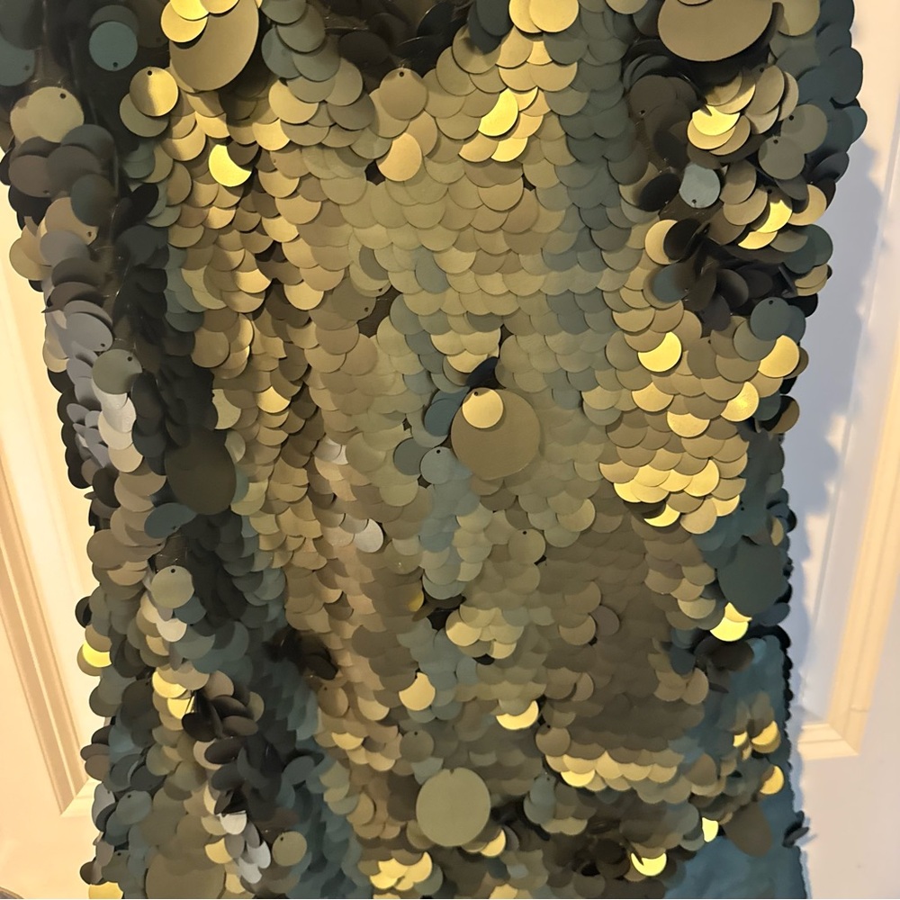 Cynthia Rowley Dark Green Sequin Sleeveless Dress | S - Picture 6 of 7